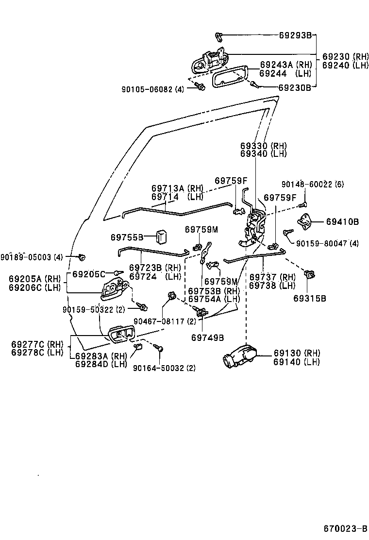 69240-12230-F2 HANDLE ASSY, REAR DOOR OUTSIDE, LH product image