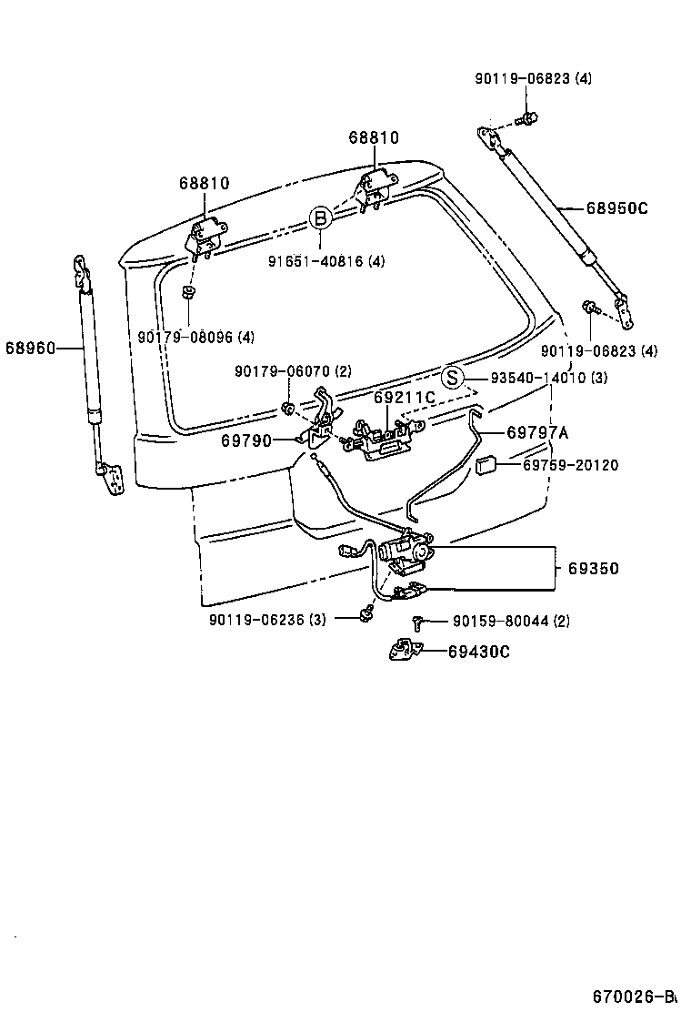 68960-44010 STAY ASSY, BACK DOOR, LH product image