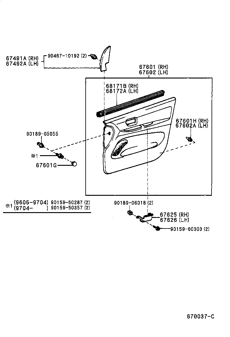 67404-44010 FRAME SUB-ASSY, FRONT DOOR, REAR LOWER LH product image