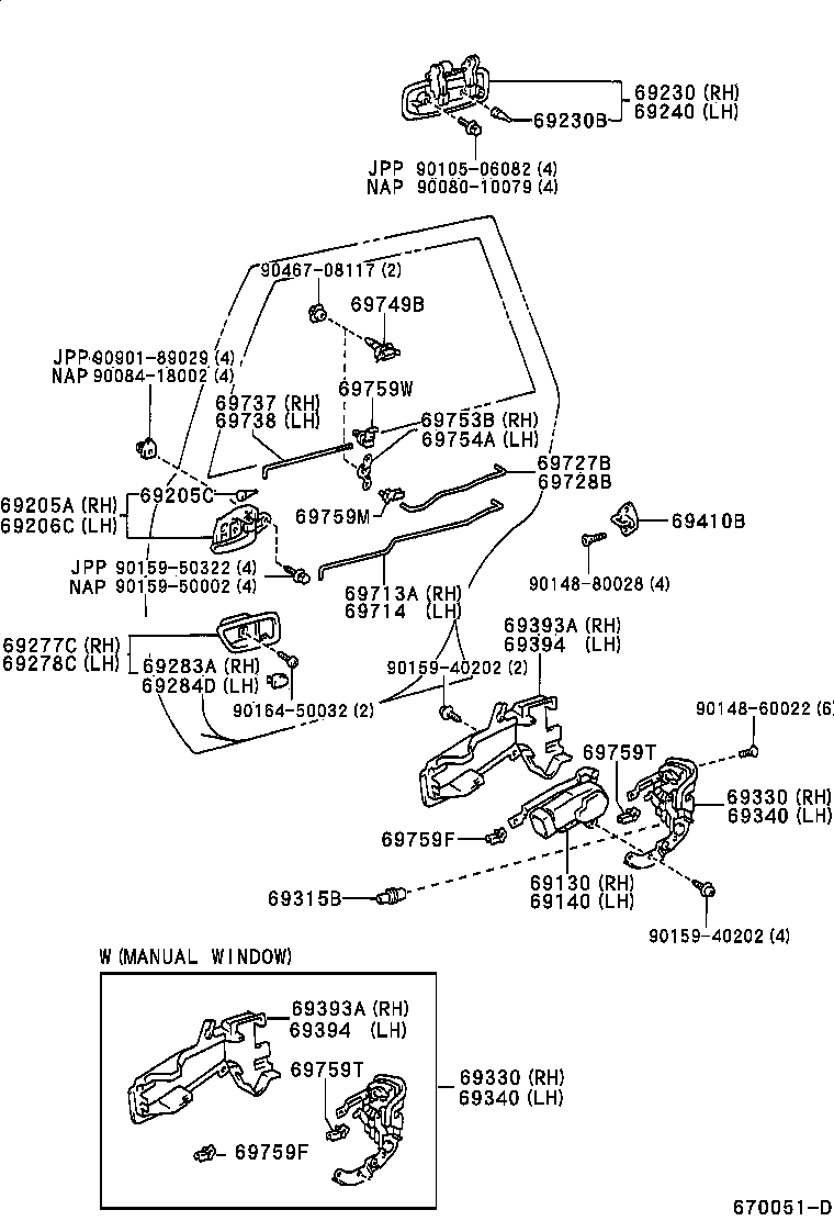 Toyota 69230-33030-G2 HANDLE ASSY, REAR DOOR OUTSIDE, RH