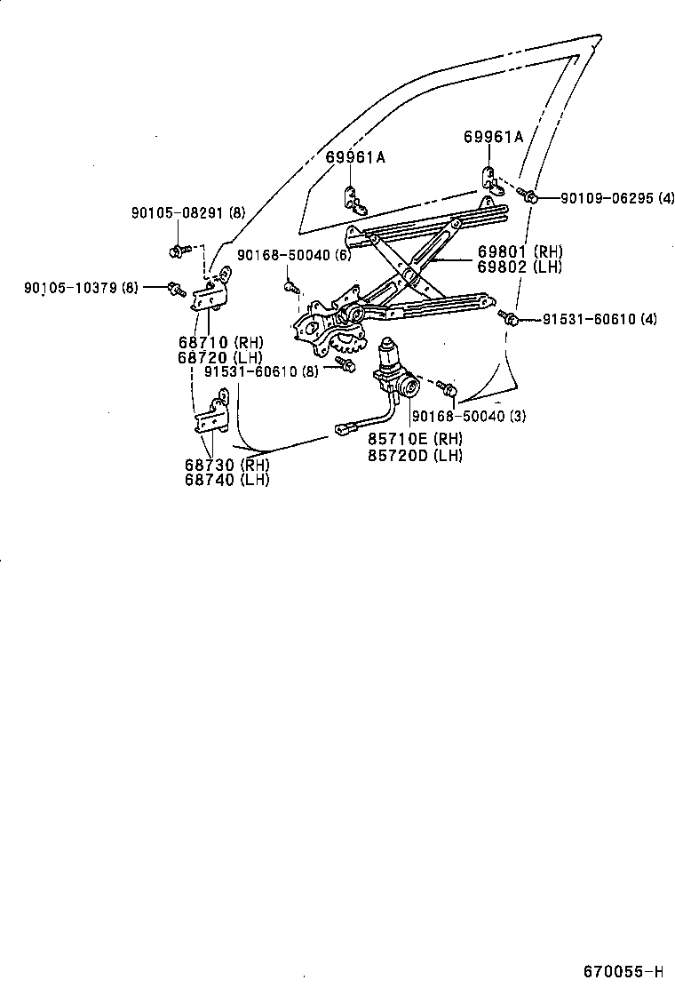 85710-33070 MOTOR ASSY, POWER WINDOW REGULATOR, RH product image