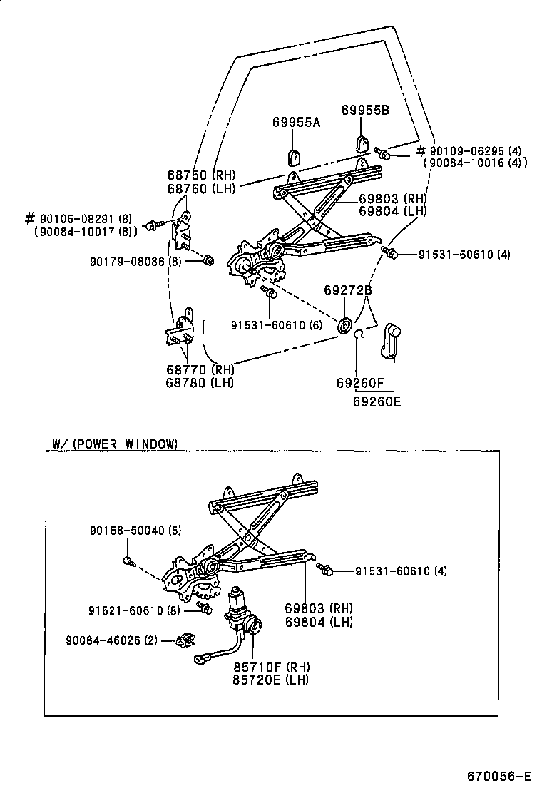 Toyota 69804-AA010 REGULATOR SUB-ASSY, REAR DOOR WINDOW, LH