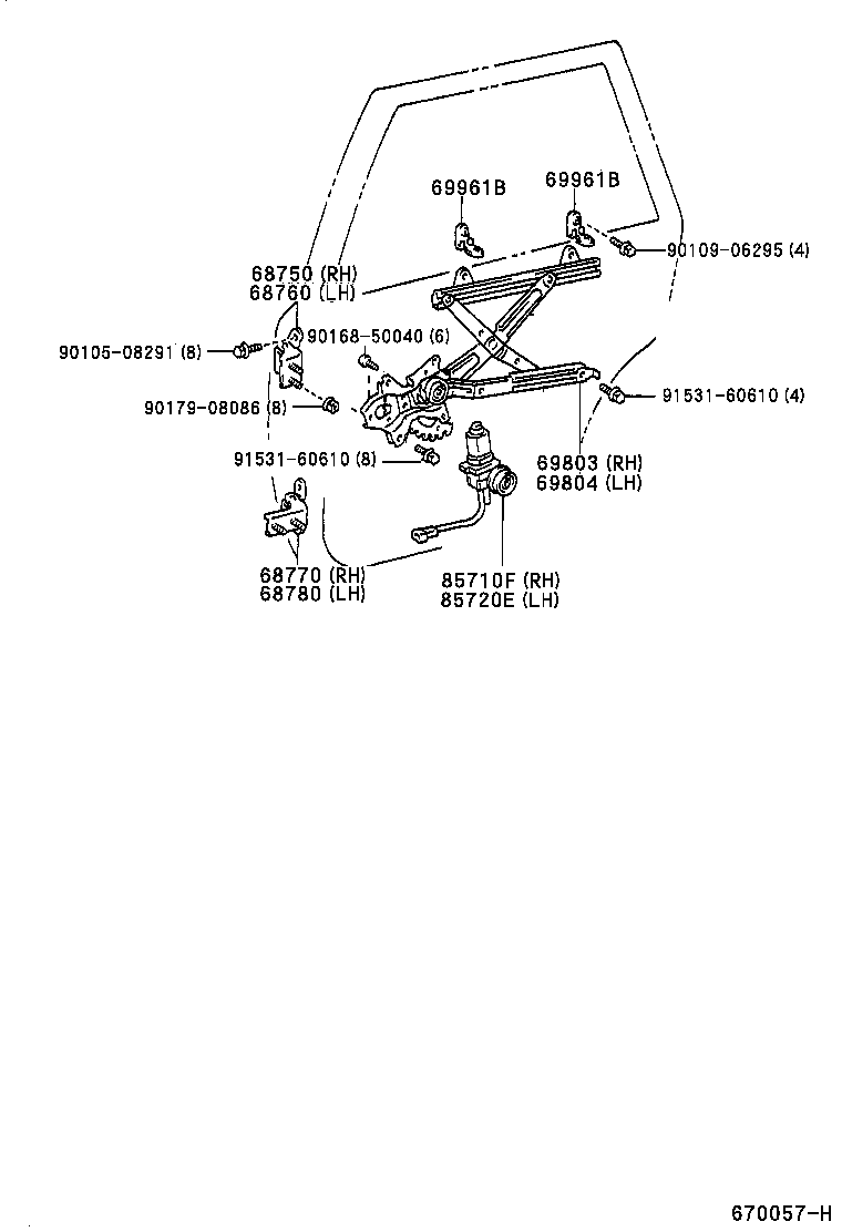 85720-33030 MOTOR ASSY, POWER WINDOW REGULATOR, LH product image