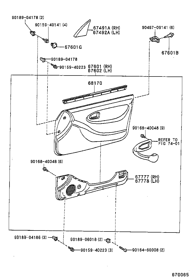 68111-20770 GLASS SUB-ASSY, FRONT DOOR, RH product image