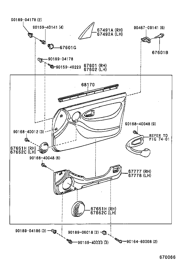 68111-20770 GLASS SUB-ASSY, FRONT DOOR, RH product image
