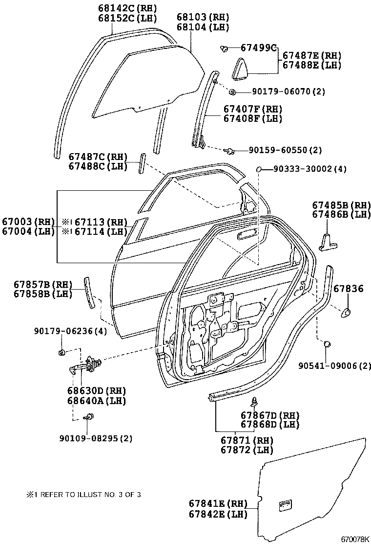 Toyota 67004-33050 PANEL SUB-ASSY, REAR DOOR, LH