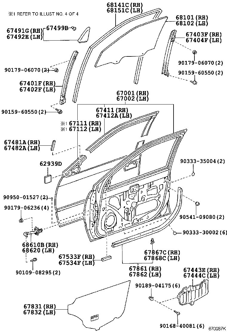 67412-33050 FRAME, FRONT DOOR WINDOW, FRONT UPPER LH product image