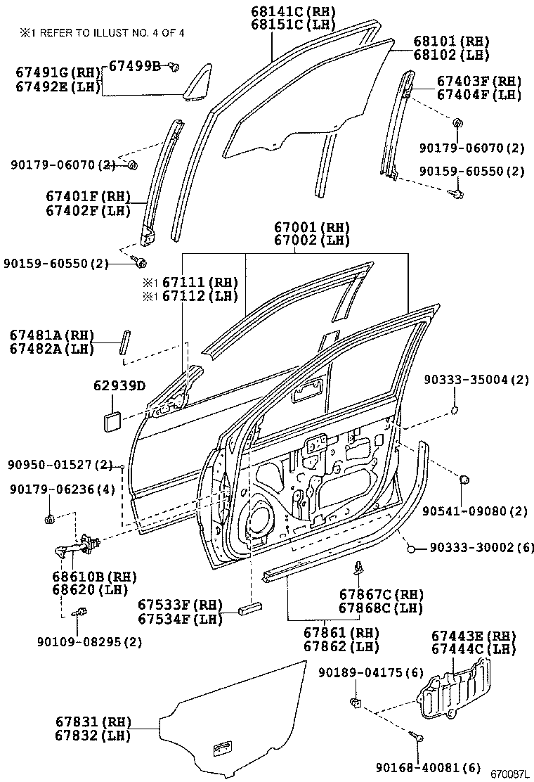 Toyota 67650-33060-B2 BOARD SUB-ASSY, FRONT DOOR TRIM, RH