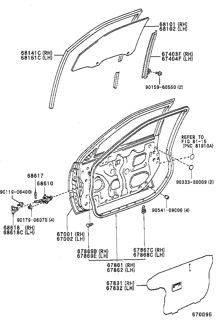 68111-20790 GLASS SUB-ASSY, FRONT DOOR, RH product image