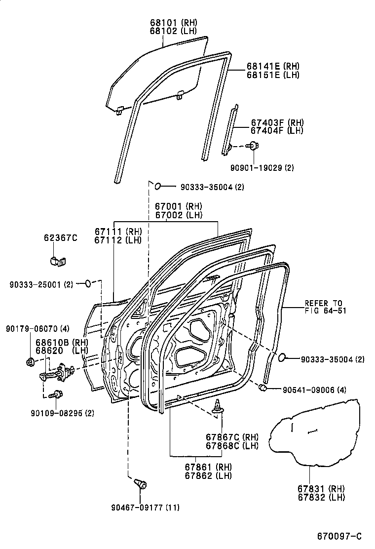 67404-60080 FRAME SUB-ASSY, FRONT DOOR, REAR LOWER LH product image