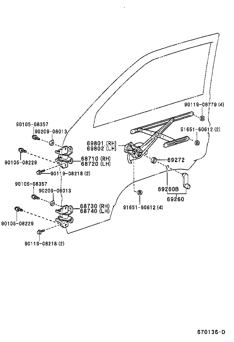 69802-95J01 REGULATOR SUB-ASSY, FRONT DOOR WINDOW, LH product image