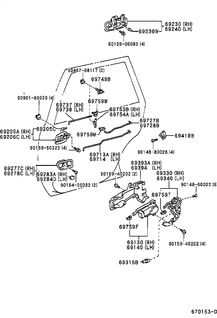 69240-33030-B1 HANDLE ASSY, REAR DOOR OUTSIDE, LH product image