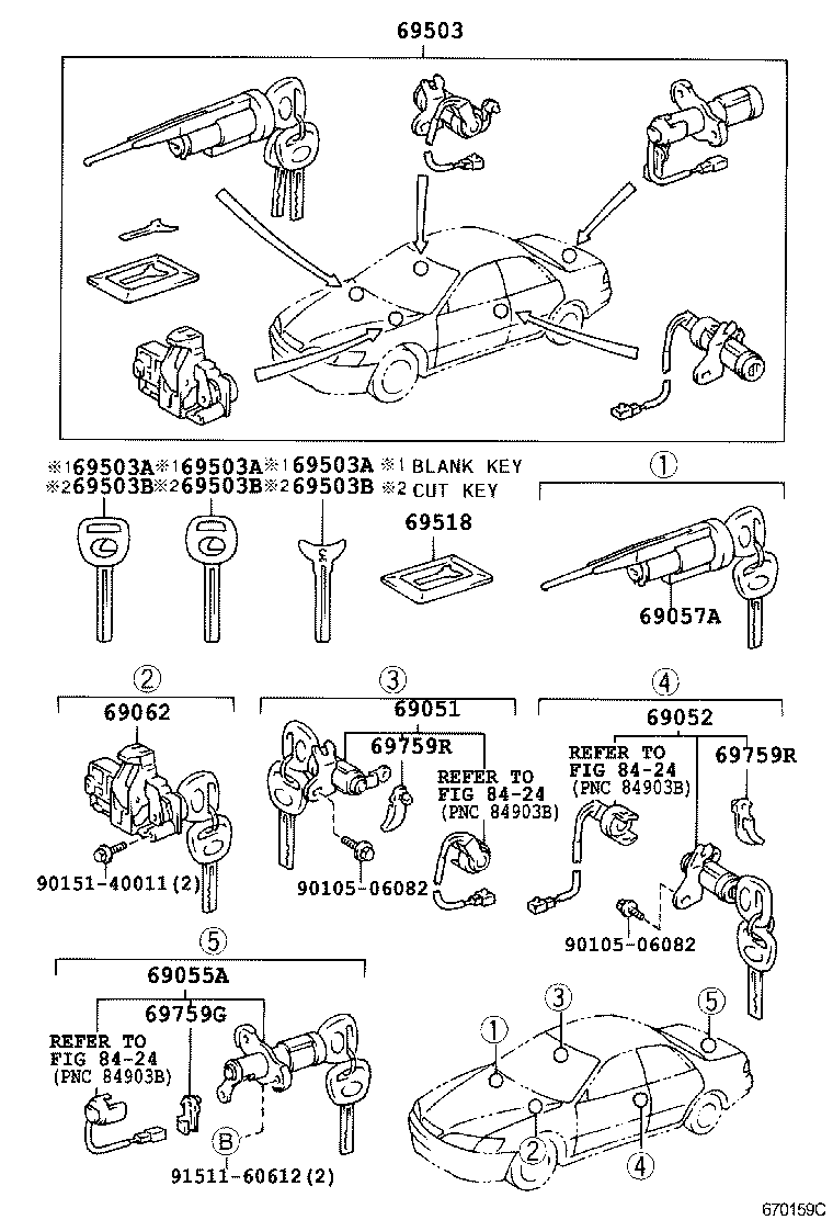 69005-33520 CYLINDER SET, LOCK product image