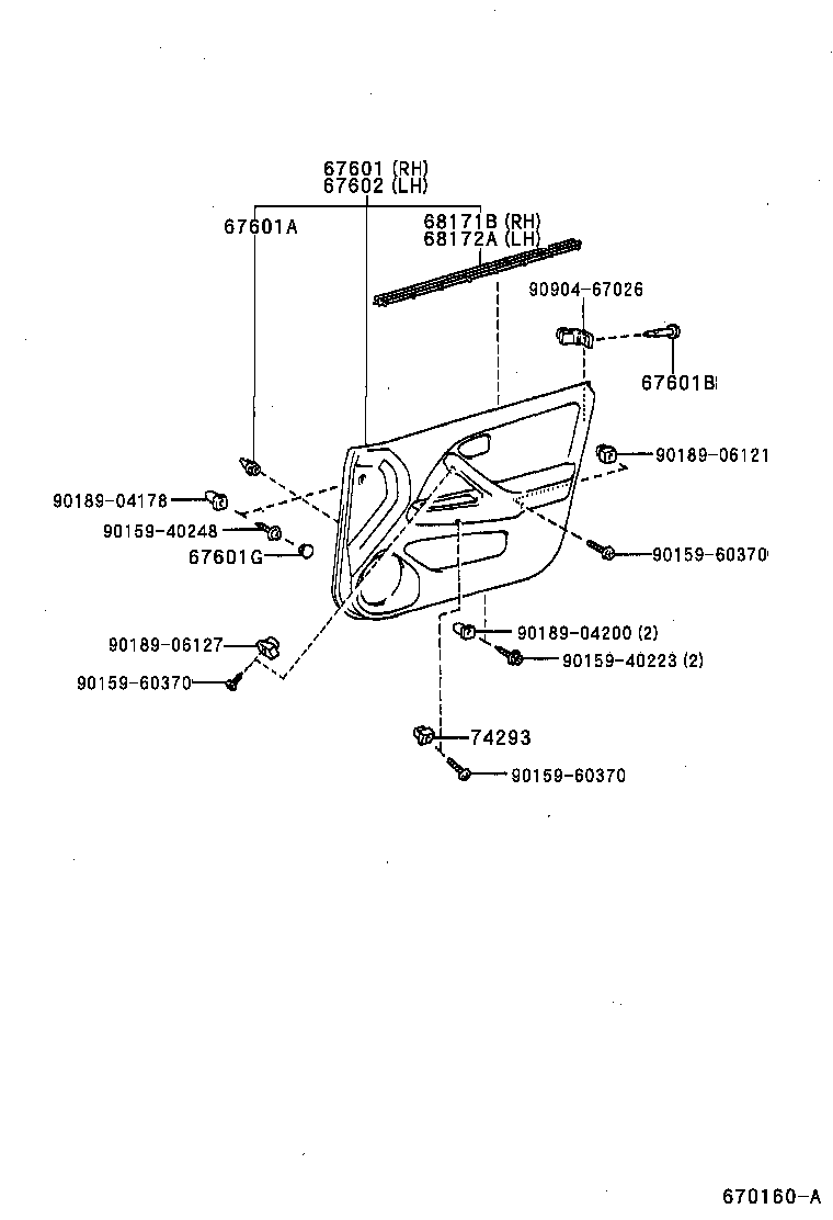 67412-33050 FRAME, FRONT DOOR WINDOW, FRONT UPPER LH product image