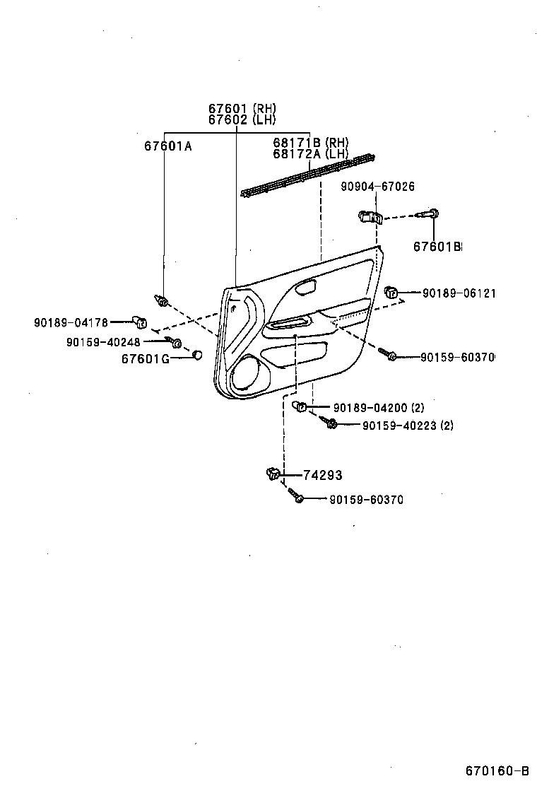 68111-33080 GLASS SUB-ASSY, FRONT DOOR, RH product image