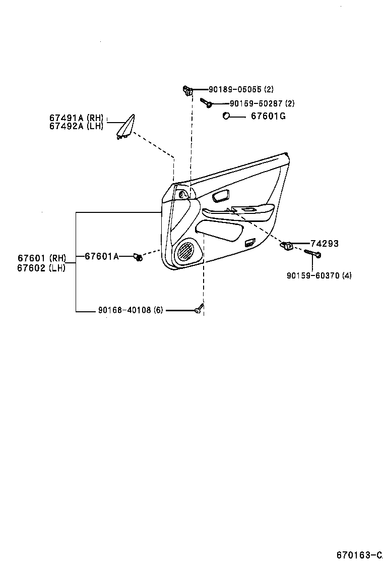 Toyota 67610-33760-C2 BOARD SUB-ASSY, FRONT DOOR TRIM, RH