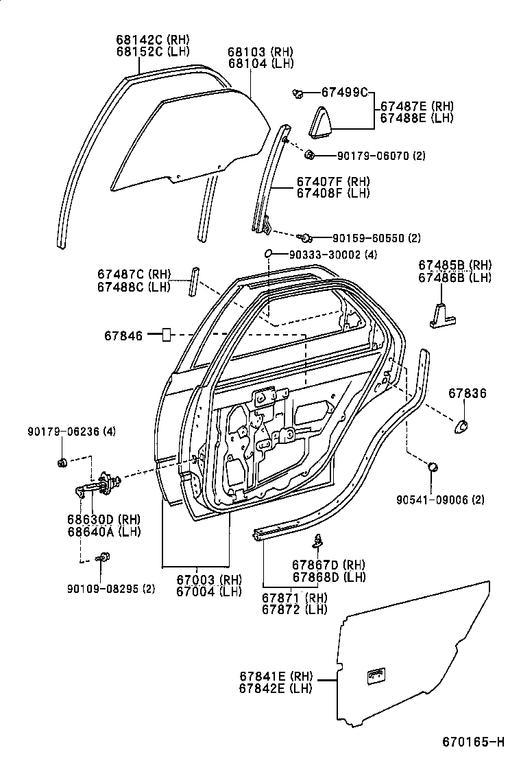 67003-33090 PANEL SUB-ASSY, REAR DOOR, RH product image