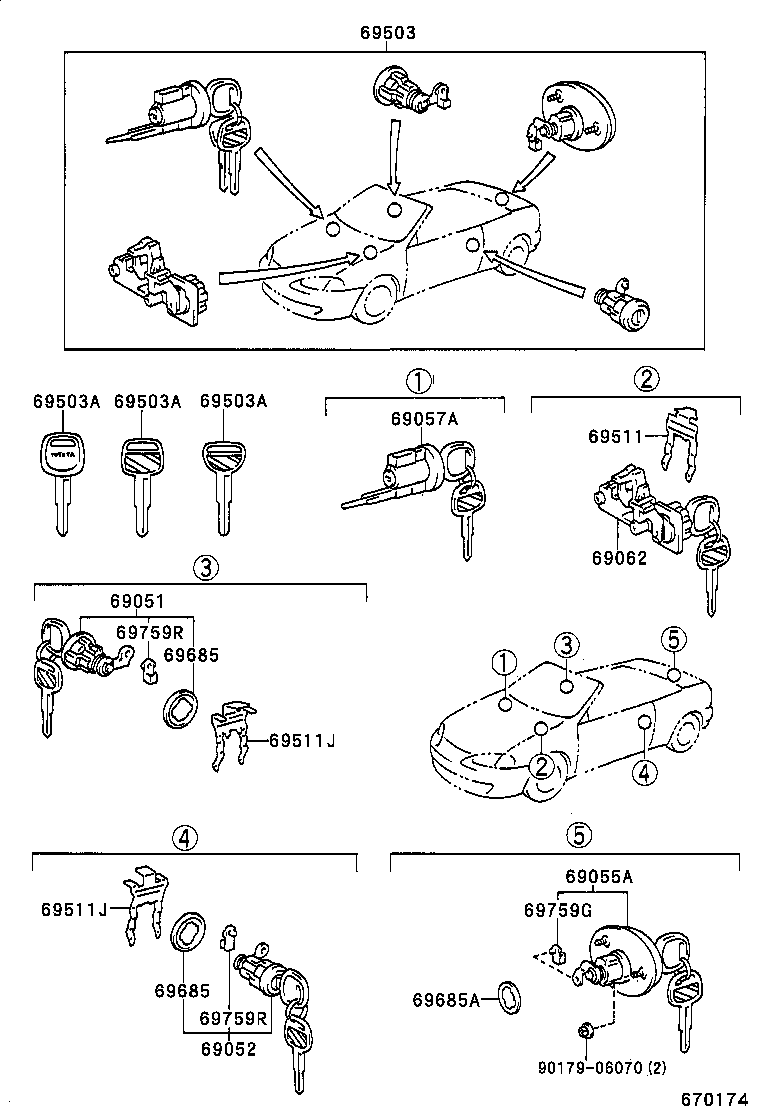 69005-1G280 CYLINDER SET, LOCK product image