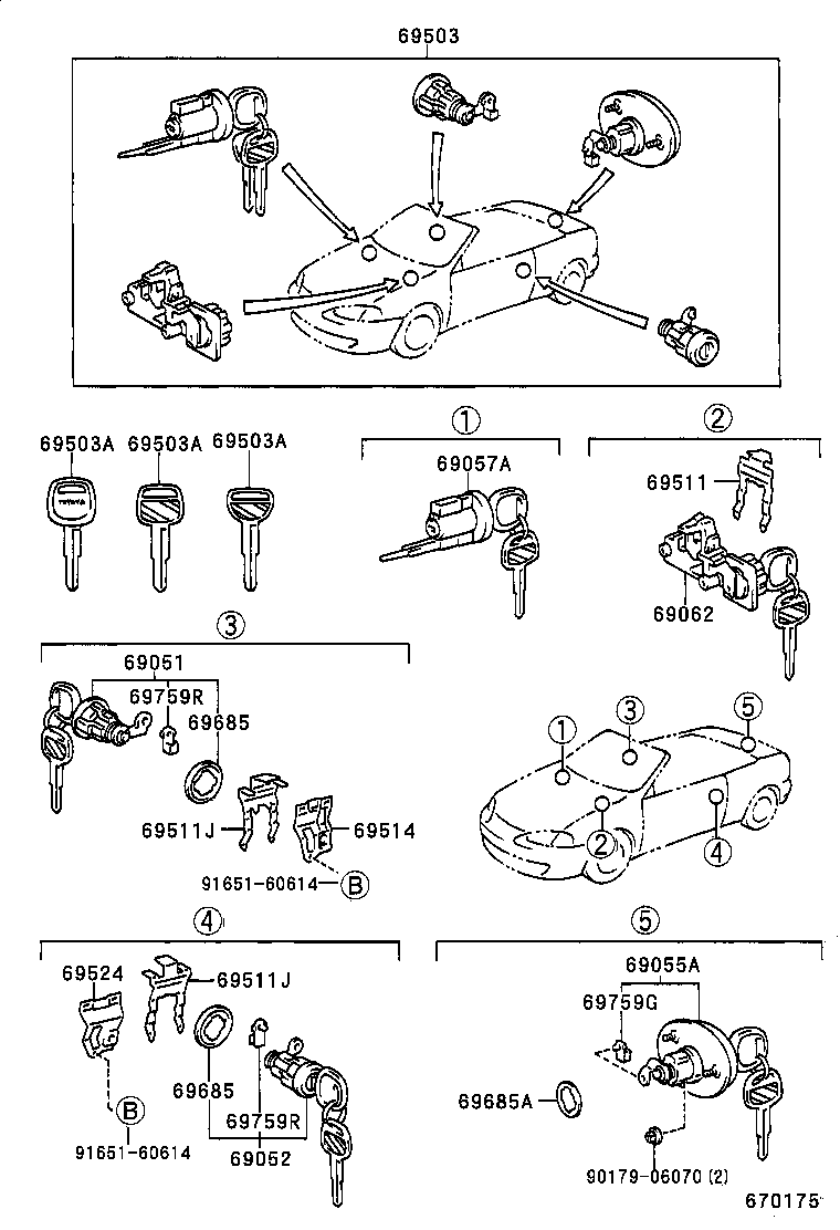 69005-1G160 CYLINDER SET, LOCK product image
