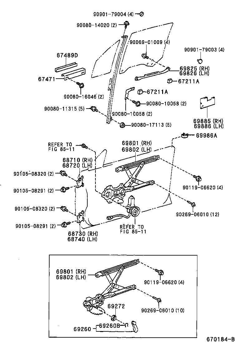 Toyota 67211-0W010 STOP, FRONT DOOR WINDOW, UPPER