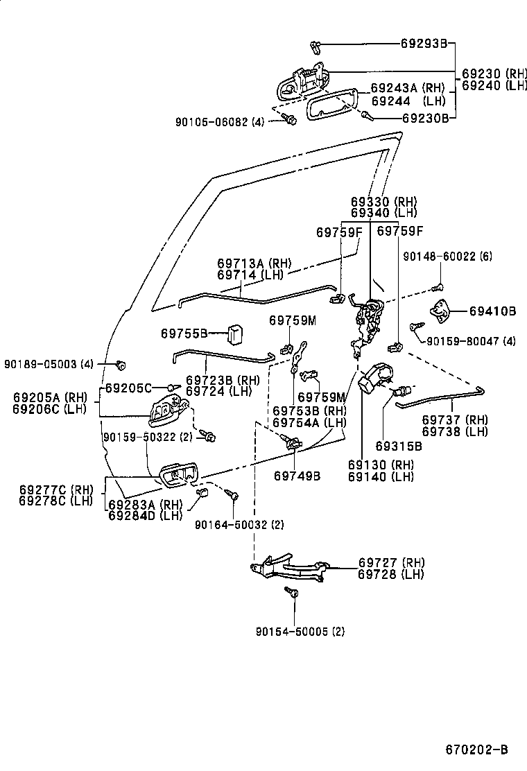69340-44010 LOCK ASSY, REAR DOOR, LH product image