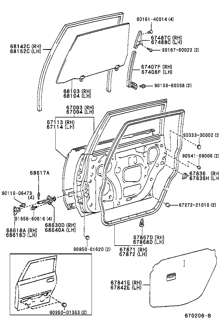 67003-44010 PANEL SUB-ASSY, REAR DOOR, RH product image