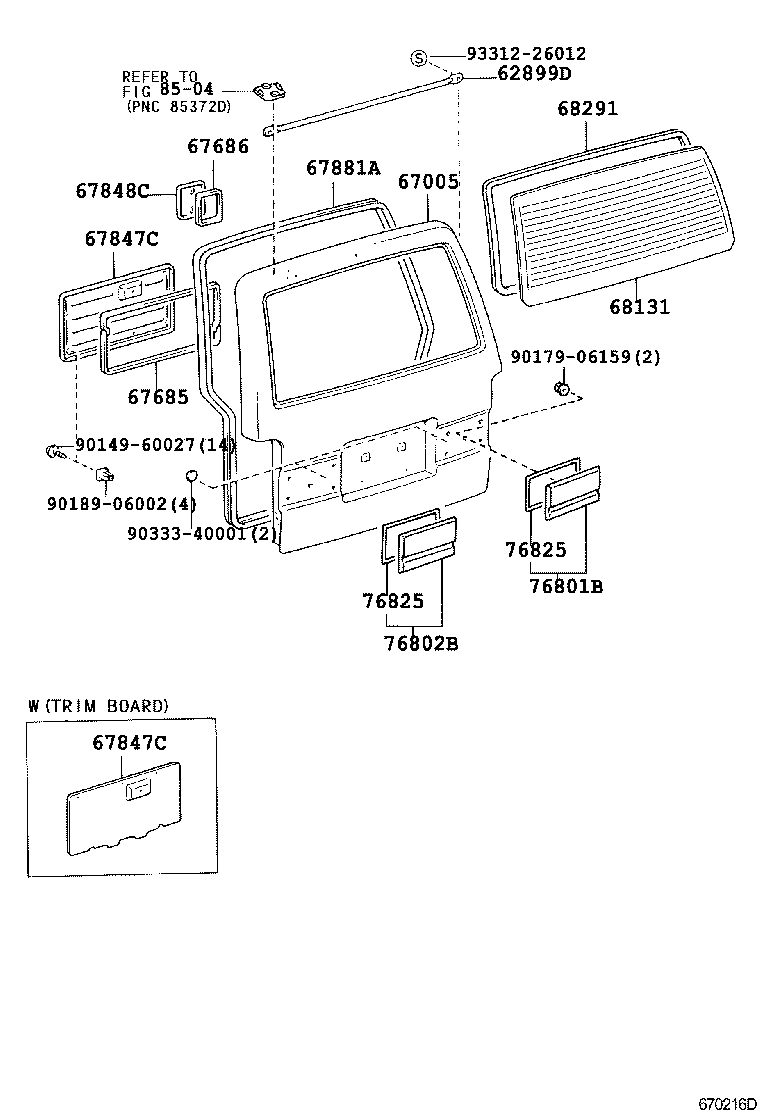 64795-26020 TRIM, BACK WINDOW OPENING product image