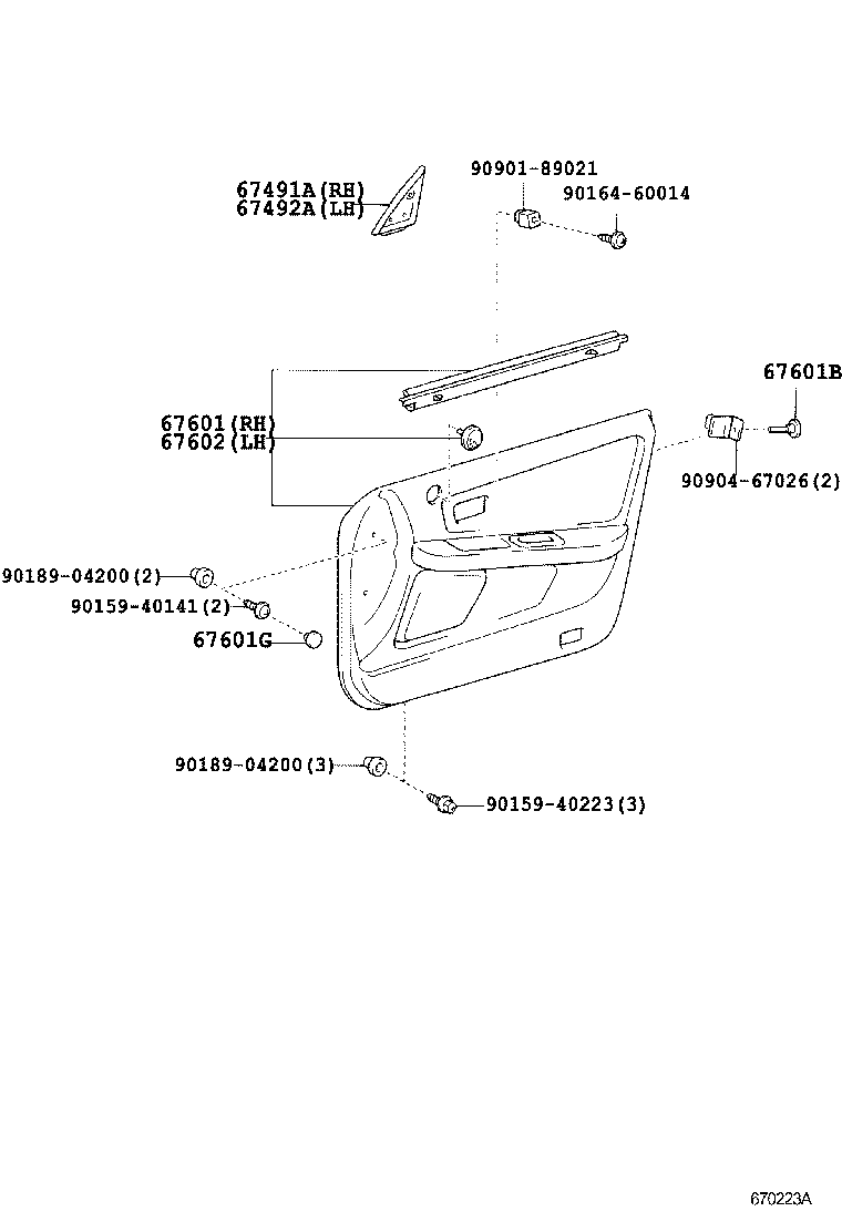 68101-22290 GLASS SUB-ASSY, FRONT DOOR, RH product image