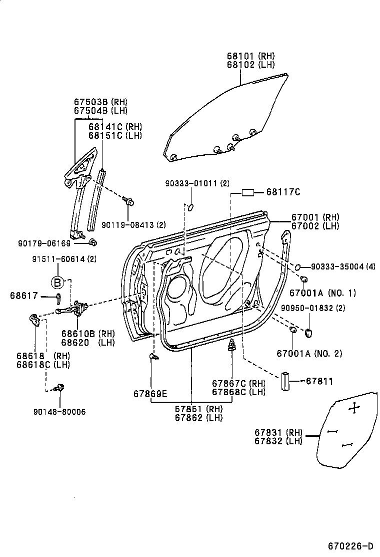 67862-22260 WEATHERSTRIP, FRONT DOOR, LH product image