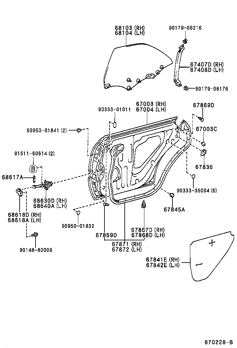 67003-22370 PANEL SUB-ASSY, REAR DOOR, RH product image