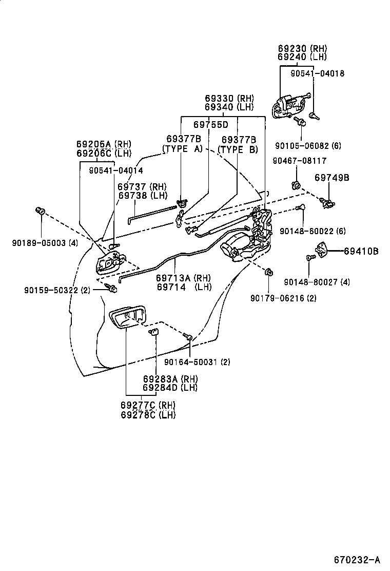 69050-22410 LOCK ASSY, REAR DOOR, RH product image