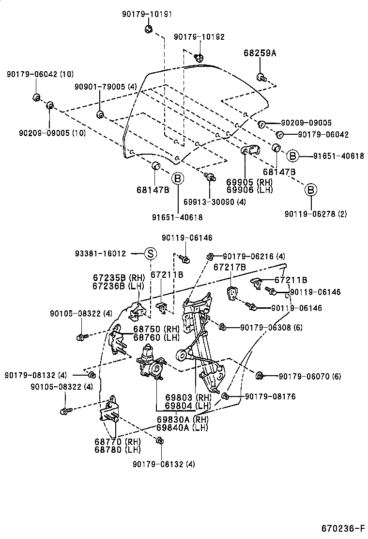 69830-22350 REGULATOR ASSY, REAR DOOR WINDOW, RH product image