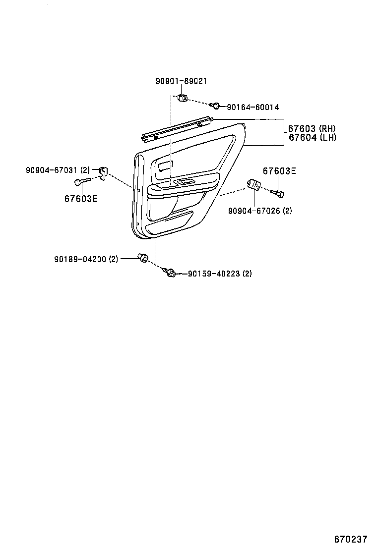 67003-22370 PANEL SUB-ASSY, REAR DOOR, RH product image