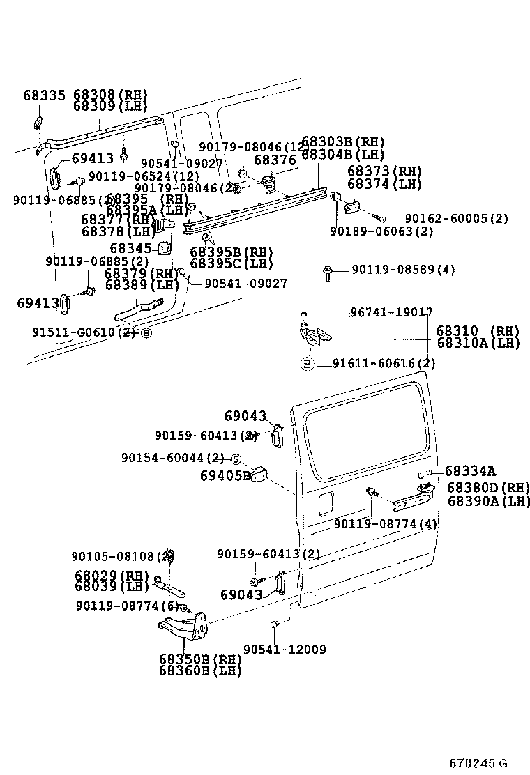 68310-95J04 ROLLER ASSY, SLIDE DOOR, UPPER product image