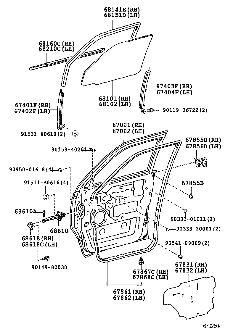 67862-28060 WEATHERSTRIP, FRONT DOOR, LH product image