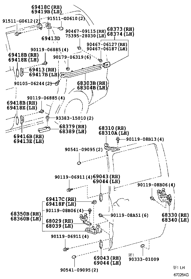 68340-28040 ROLLER ASSY, SLIDE, LH product image