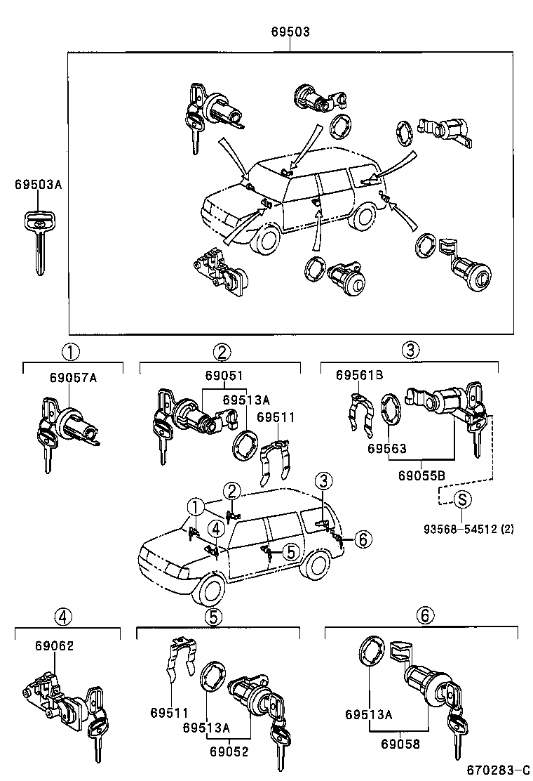 69058-0B010 CYLINDER & KEY SET, FUEL FILLER LID product image