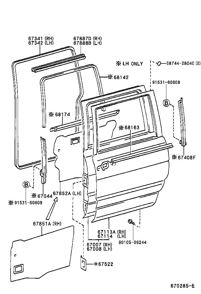 67004-28010 PANEL SUB-ASSY, SLIDE DOOR, LH product image