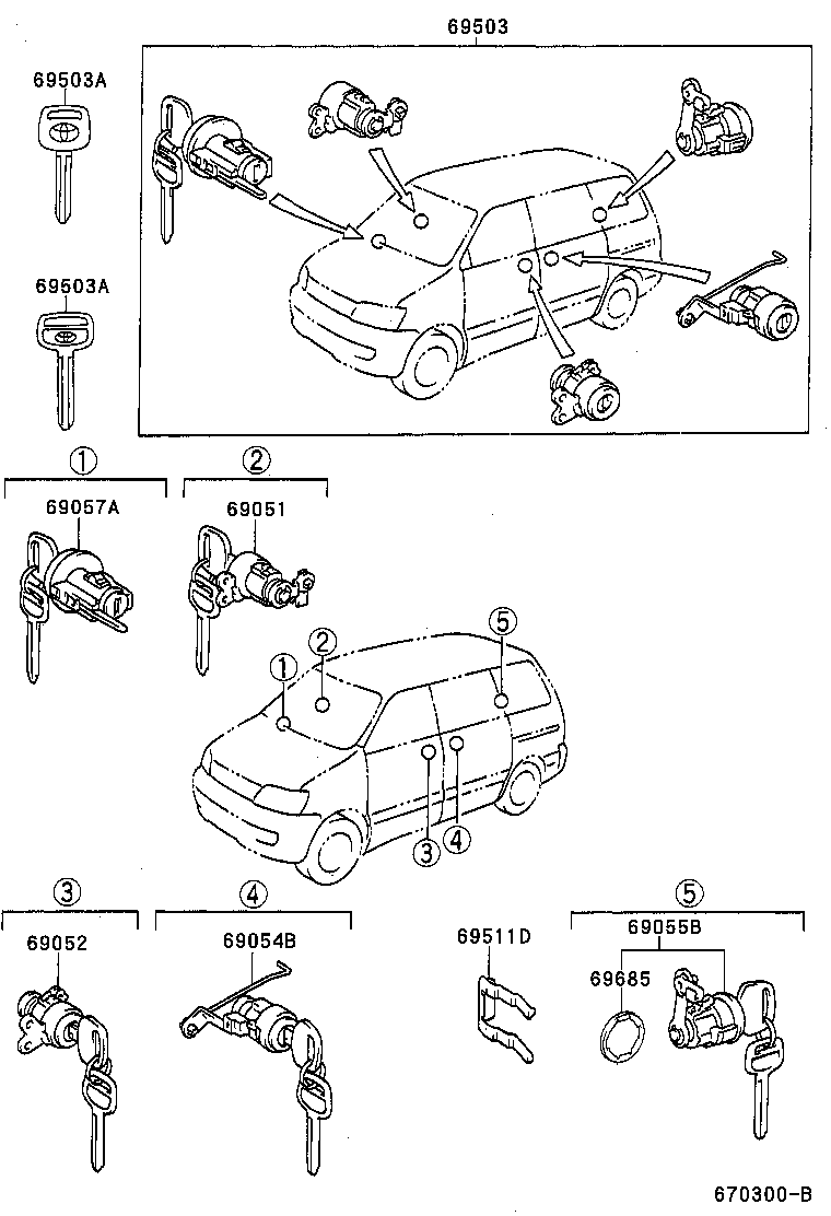 69005-28550 CYLINDER SET, LOCK product image