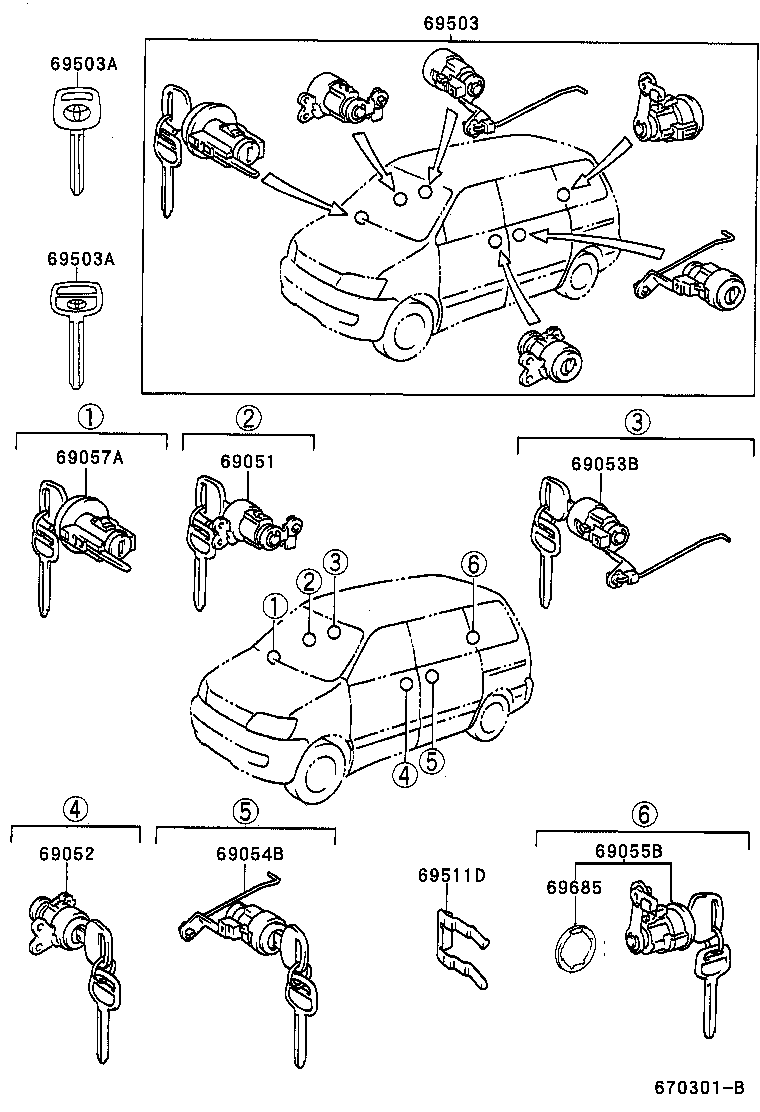 69005-28550 CYLINDER SET, LOCK product image