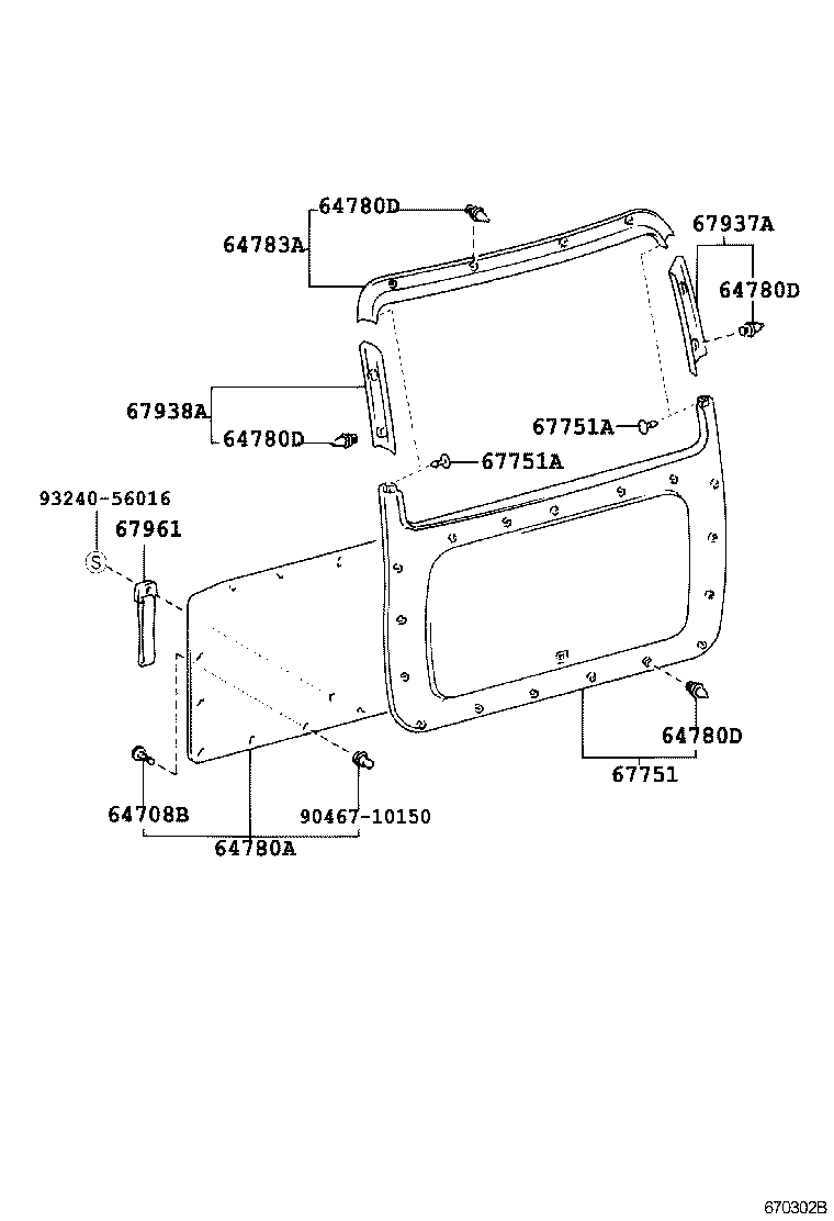 68294-28070 DAM KIT, BACK WINDOW GLASS product image