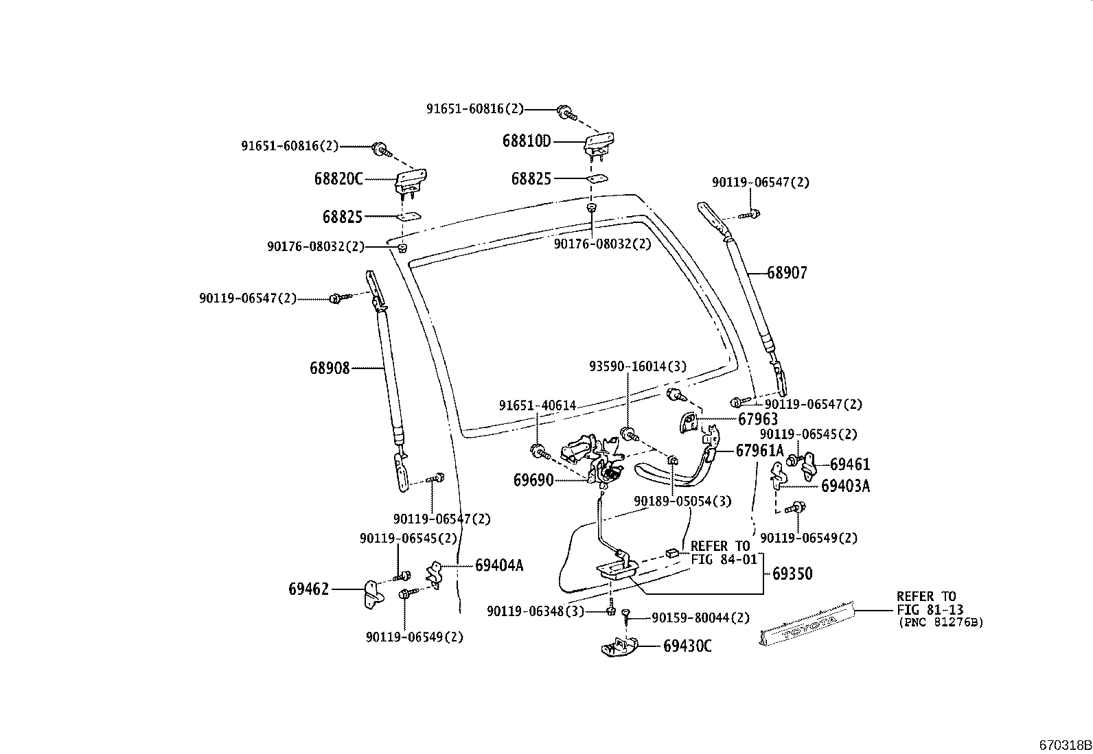 Toyota 68810-28030 HINGE ASSY, BACK DOOR, RH