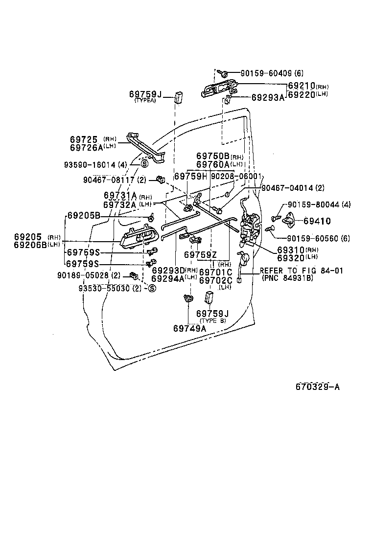 Toyota 69206-28010 HANDLE SUB-ASSY, FRONT DOOR INSIDE, LH