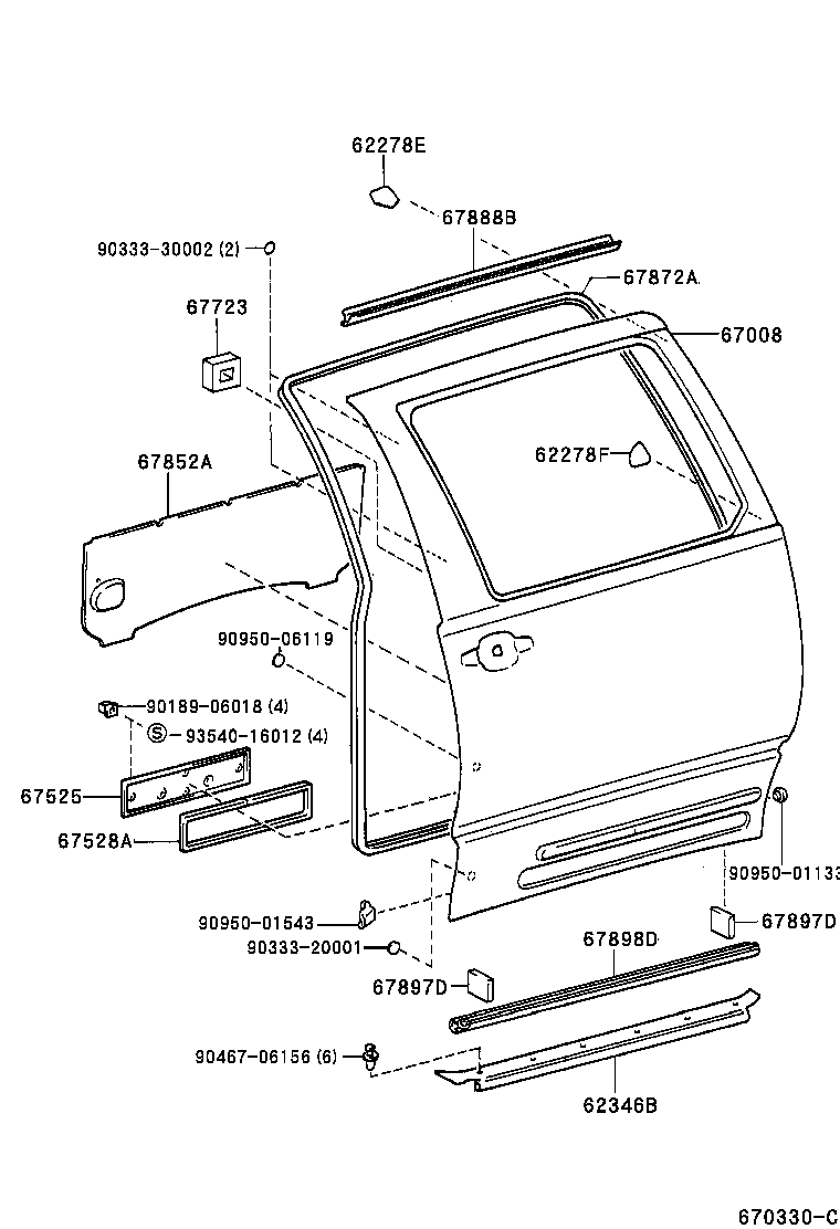 67004-95D04 PANEL SUB-ASSY, SLIDE DOOR, LH product image