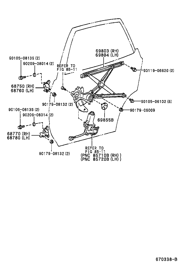 69803-13010 REGULATOR SUB-ASSY, REAR DOOR WINDOW, RH product image