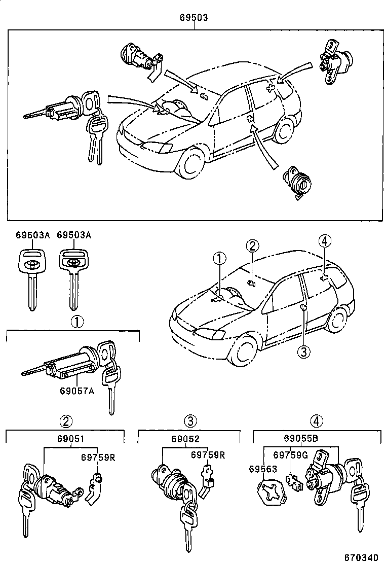 69005-13530 CYLINDER SET, LOCK product image