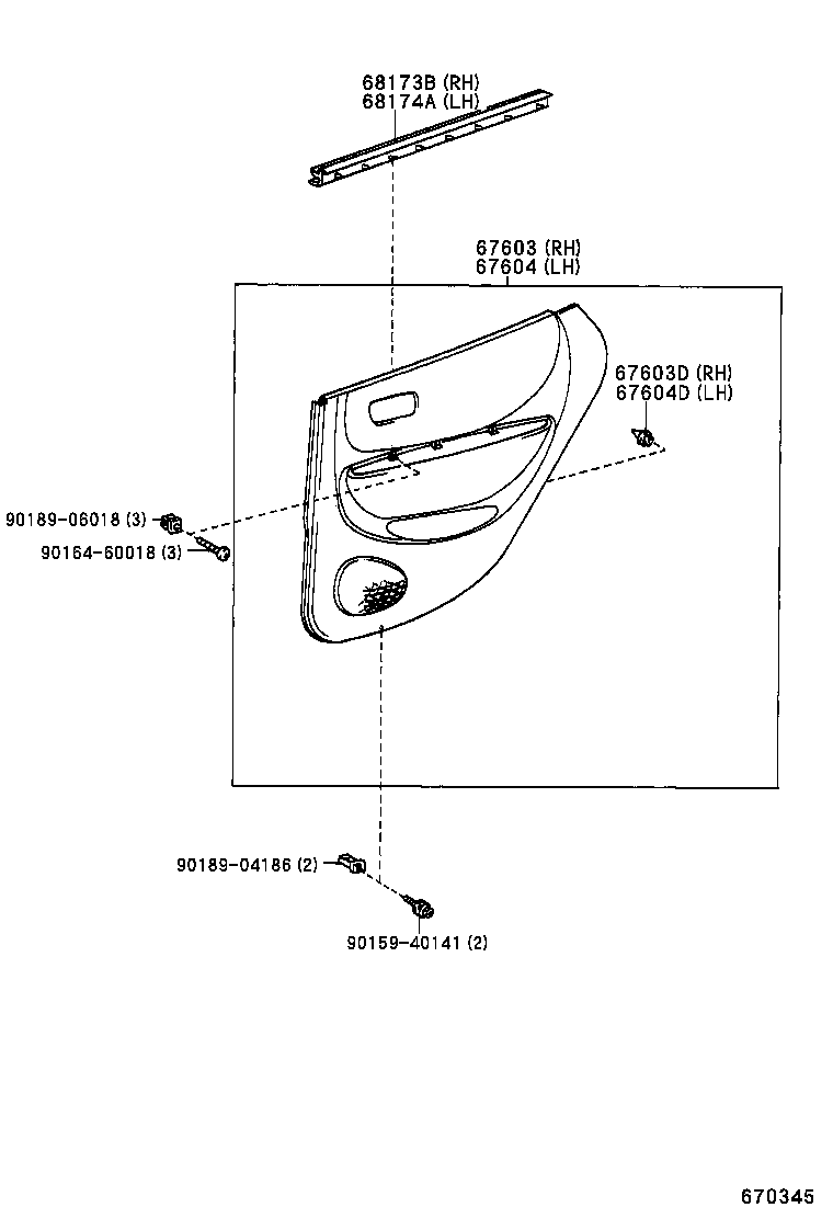 67488-13030 SEAL, REAR DOOR REAR GUIDE, LH product image