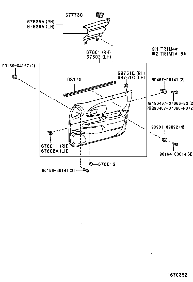 67002-02080 PANEL SUB-ASSY, FRONT DOOR, LH product image