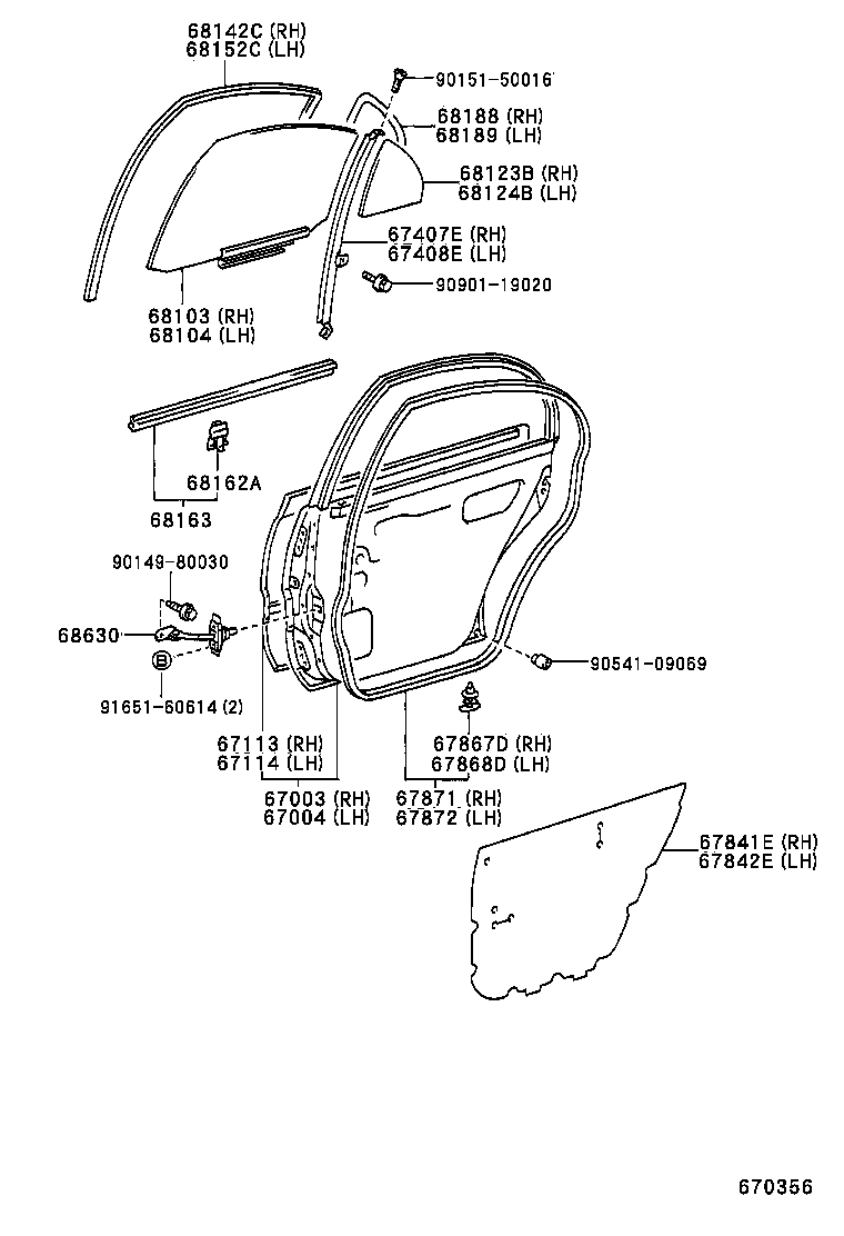 67003-02090 PANEL SUB-ASSY, REAR DOOR, RH product image
