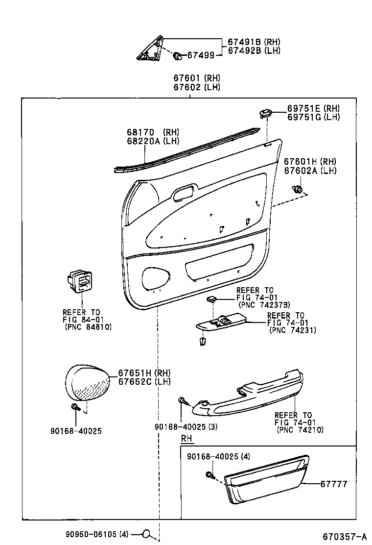 68101-12810 GLASS SUB-ASSY, FRONT DOOR, RH product image